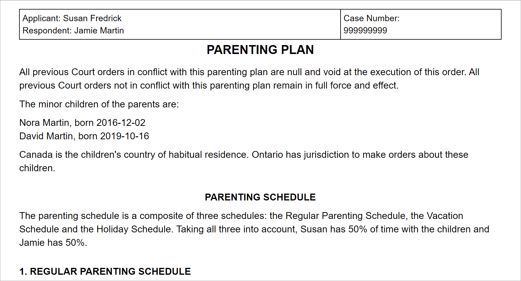 Parenting Plans Custody Agreements In Ontario Canada