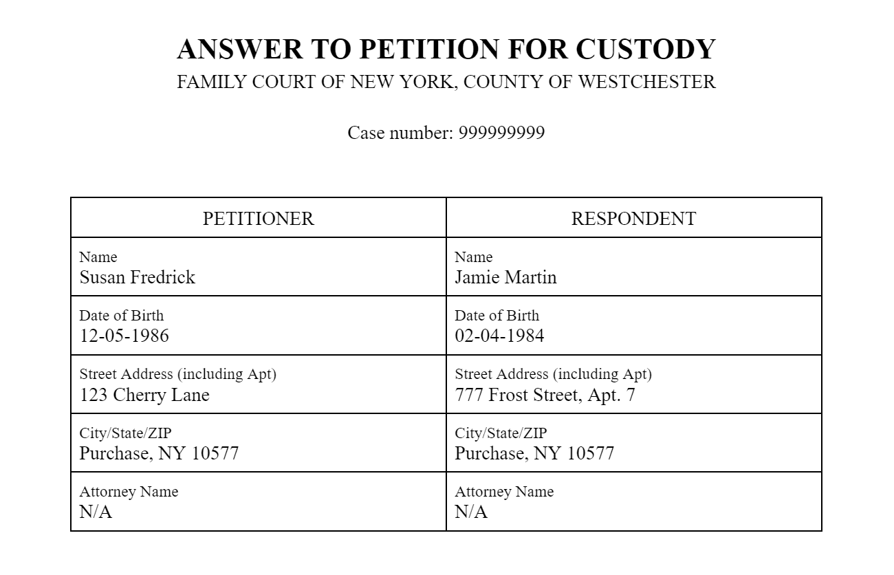 How To Respond To A Petition Summons For Child Custody