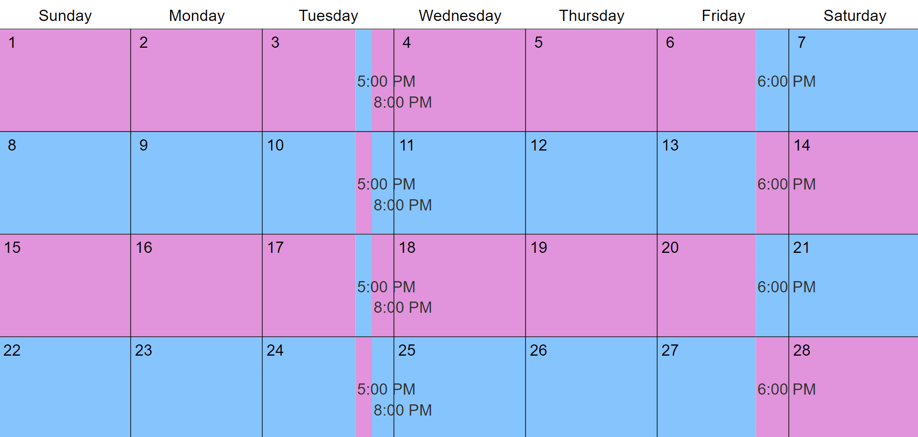 Shared Parenting Schedule Examples 2 2 3 Alternating Weeks